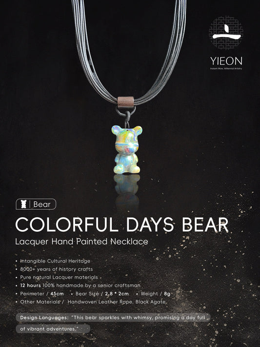 Colorful Days Bear (Bear)Lacquer Hand Painted Necklace