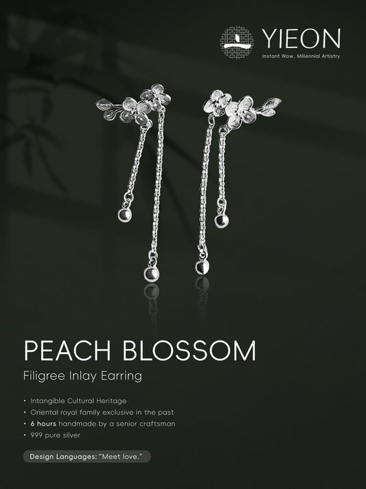 Peach Blossom Filigree Inlay Earring