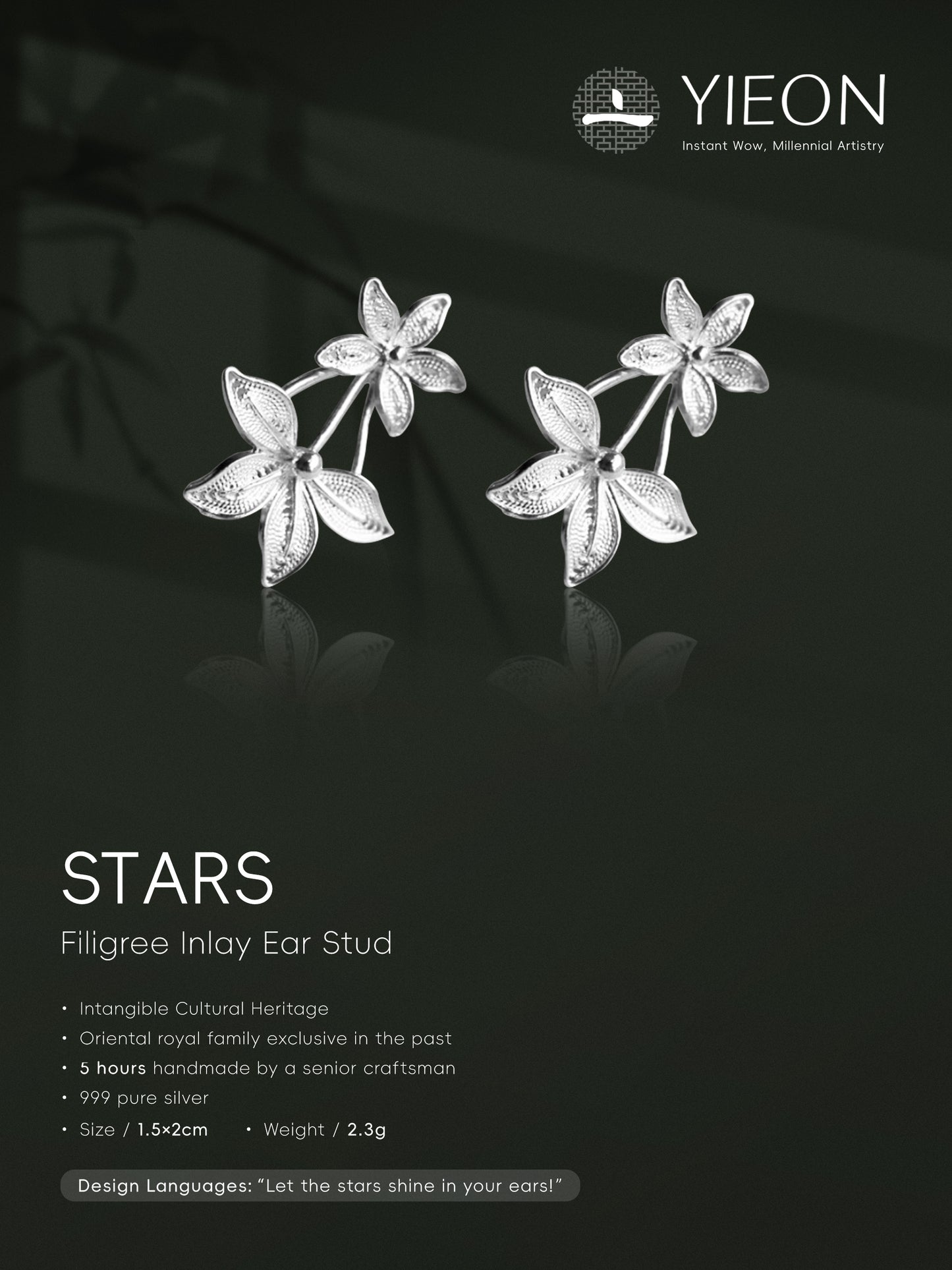 Stars Filigree Inlay Ear Stud