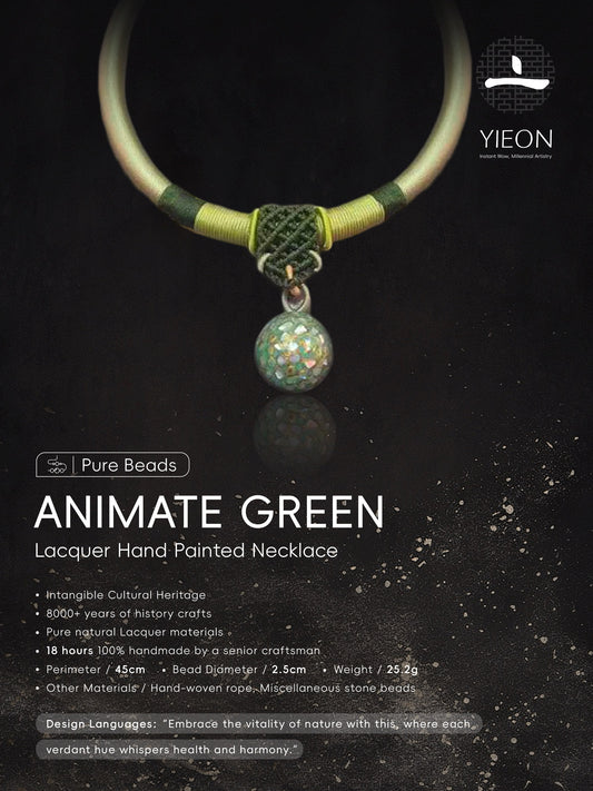 Animate Green (Pure Beads)Lacquer Hand Painted Necklace