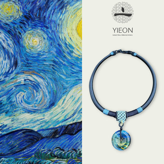 Starry Blue (Peace Buckle)Lacquer Hand Painted Necklace